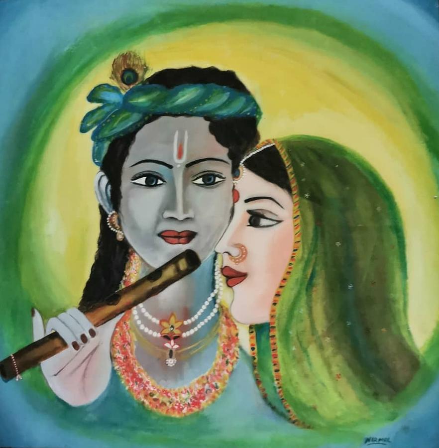 Holy Couple - Radha Krishna Painting by Nirmala Agrawal - Fine Art ...