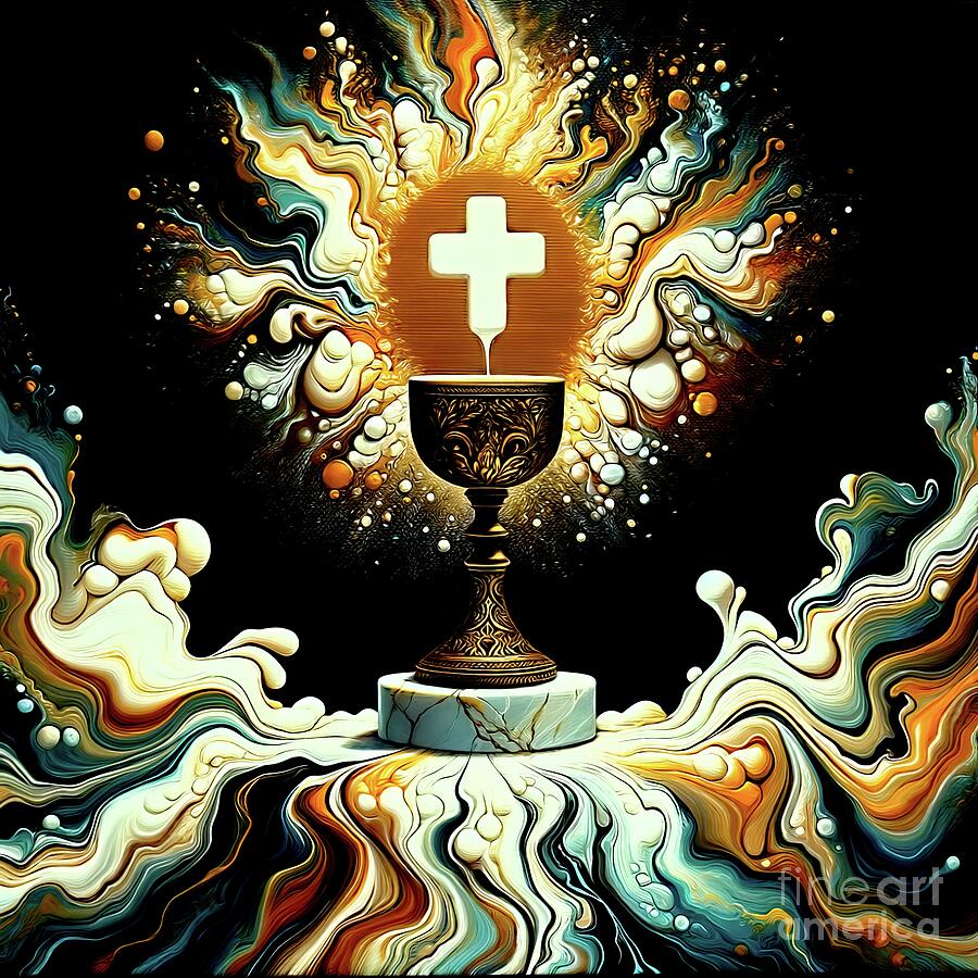 Holy Eucharist Acrylic Pour Look Abstract Digital Art by Rose Santuci ...