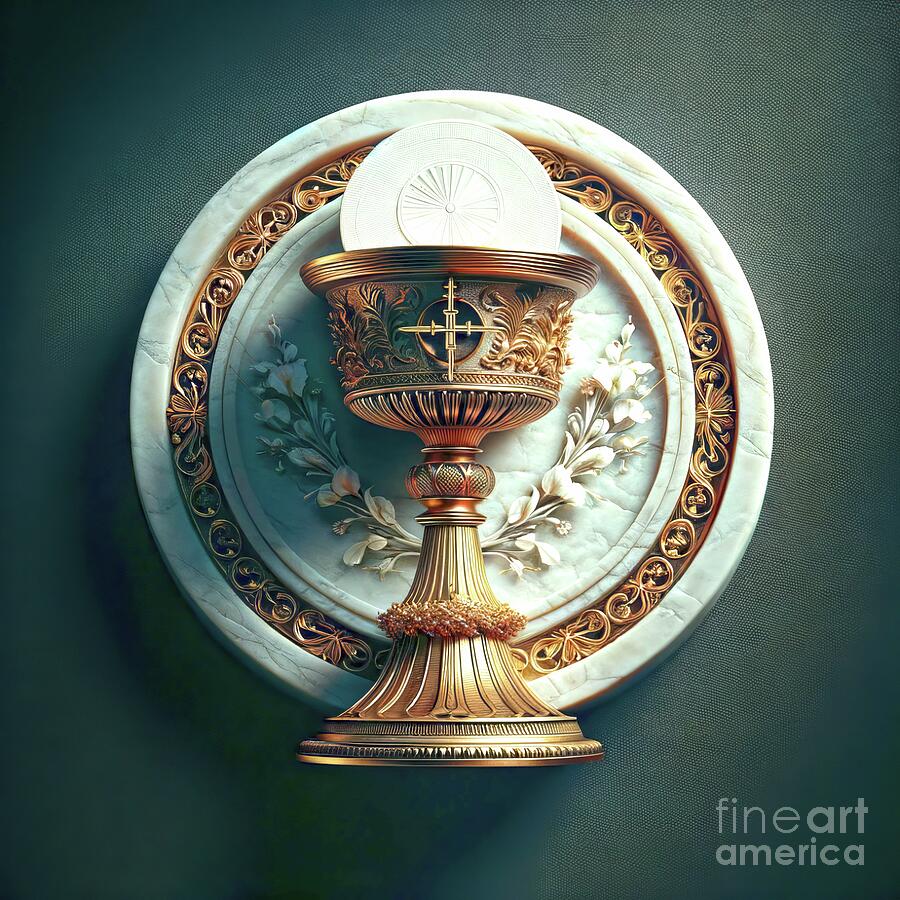 Chalice Digital Art - Holy Eucharist and Chalice by Rose Santuci-Sofranko