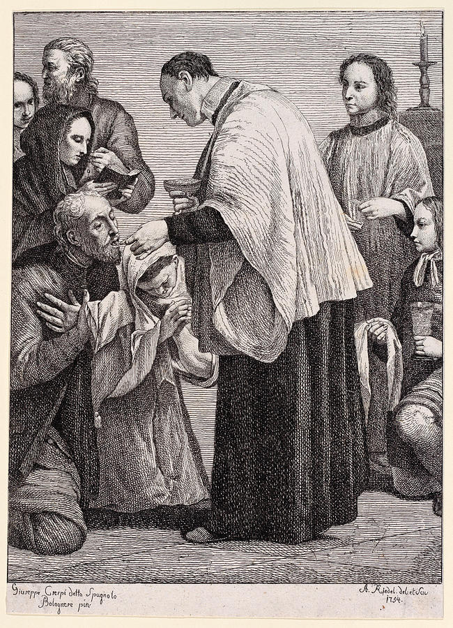 Holy Eucharist Drawing by Johann Anton Riedel