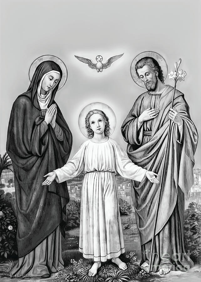 Holy Family in Black and White Photograph by Munir Alawi