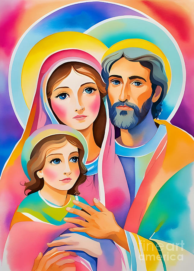 Holy Family in Colors VIII Painting by Munir Alawi - Fine Art America