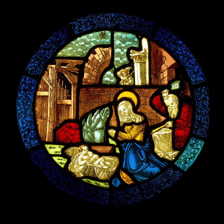 Stained Glass Photograph - Holy Family Scene by Munir Alawi