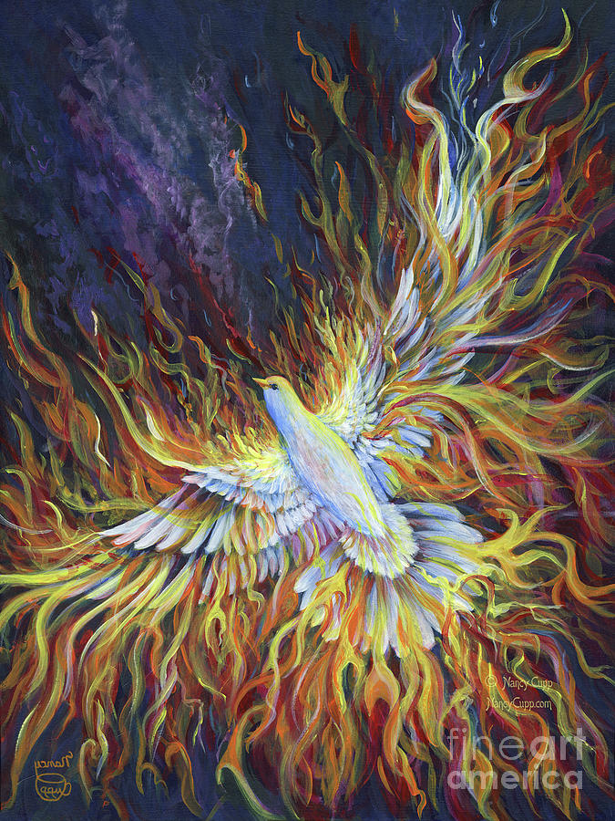 Holy Fire-flipped view Painting by Nancy Cupp