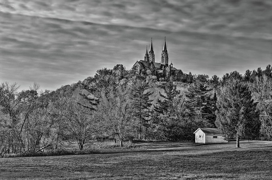 Holy Hill Basilica Above It All BW Photograph by Dale Kauzlaric