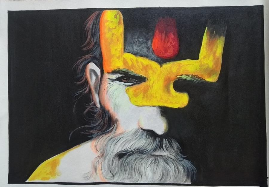 holy men ,sadhu painting,Indian sadhu painting on canvas, Painting by ...