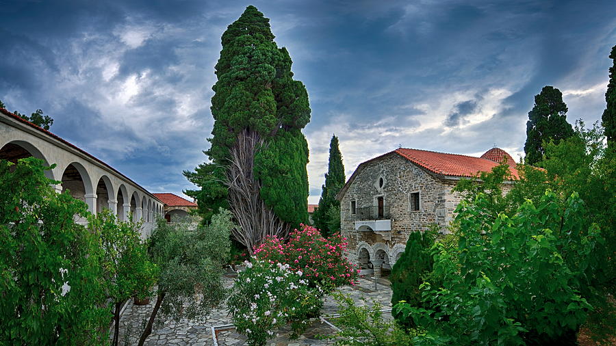 Holy Monastery of Annunciation Island (Ancient) Trikeri panorama 2 Photograph by Photo By Dimitrios Tilis