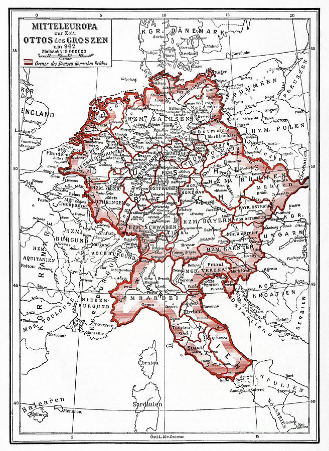 HOLY ROMAN EMPIRE, c962 Drawing by Granger