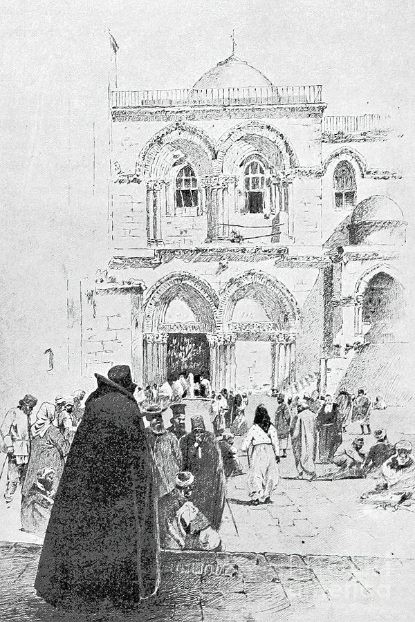 Holy Sepulchre Church Coutyard in 19th Century Photograph by Munir Alawi