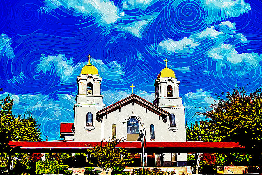Holy Spirit Church in Fremont, California - impressionist painting Digital Art by Nicko Prints