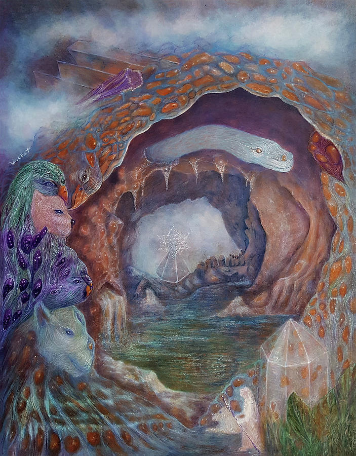 Bird Painting - Homage at Animal Cave by Irene Vincent