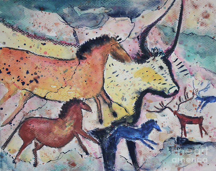 Prehistoric Painting - Homage-Lascaux#2 by Marsha Reeves