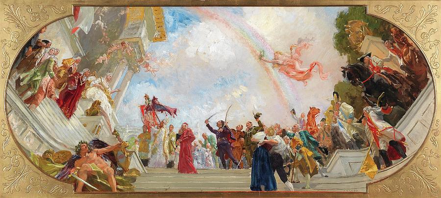 Architecture Painting -  Homage to Empress Maria Theresa among her advisors, design for by Alexander