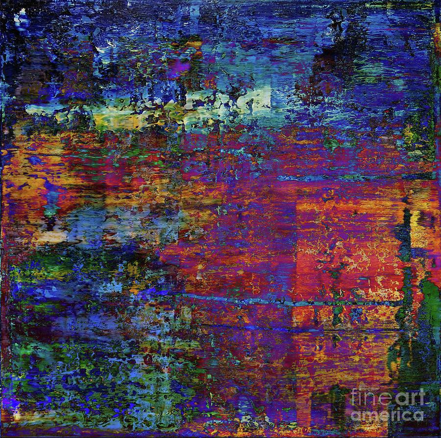 Nature Painting - Homage to Gerhard Richter. Blue purple abstract painting. by Green Palace