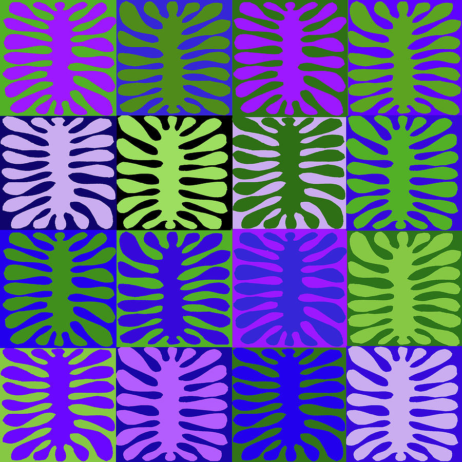 Homage to Matisse - Green Navy Digital Art by Vagabond Folk Art - Virginia Vivier