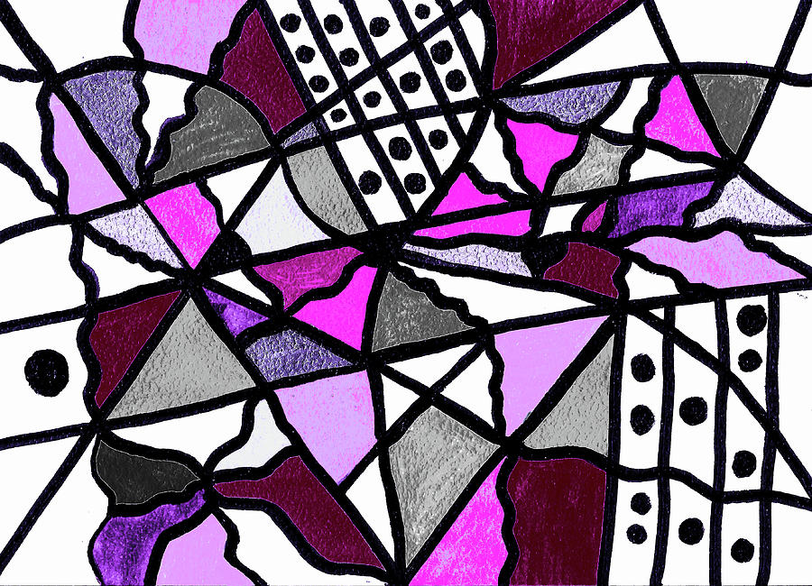 Abstract Design Drawing - Homage To The Muses Return 3 by Susan Schanerman