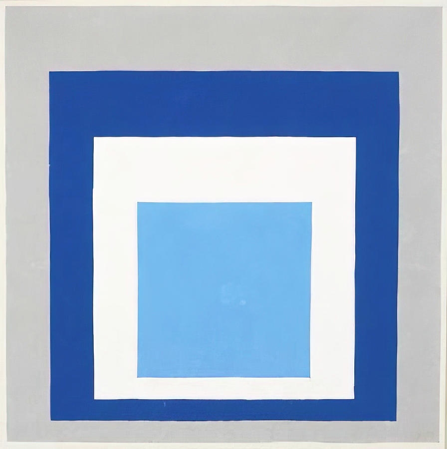 homage to the square blue white grey 1951 - Josef Albers Painting by ...