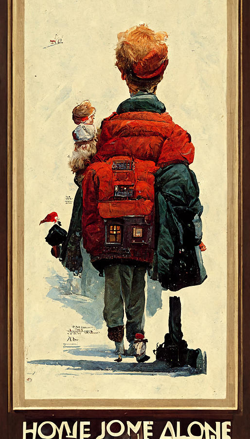 home  alone  movie  poster  by  Norman  Rockwell  c6e4cd25  dc41  411c  8ee6  b5128d16665f Painting by Artistic Rifki