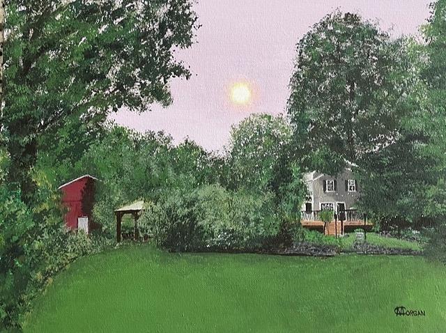 Home At Sunset Painting by Cynthia Morgan