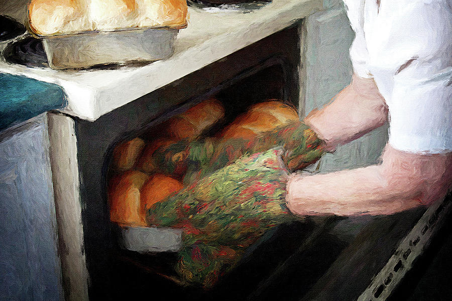Home baking bread for breakfast  Mixed Media by Tatiana Travelways