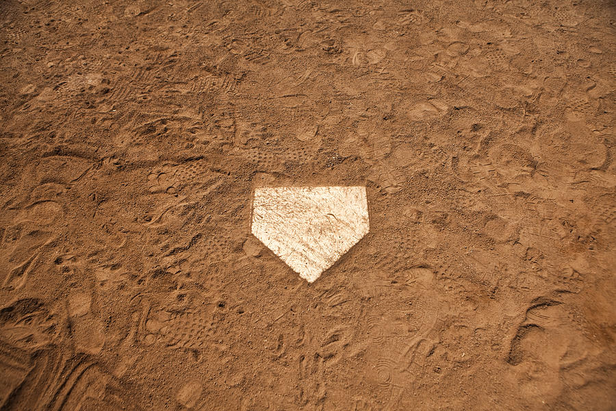 Home base plate on the diamond Photograph by Pgiam