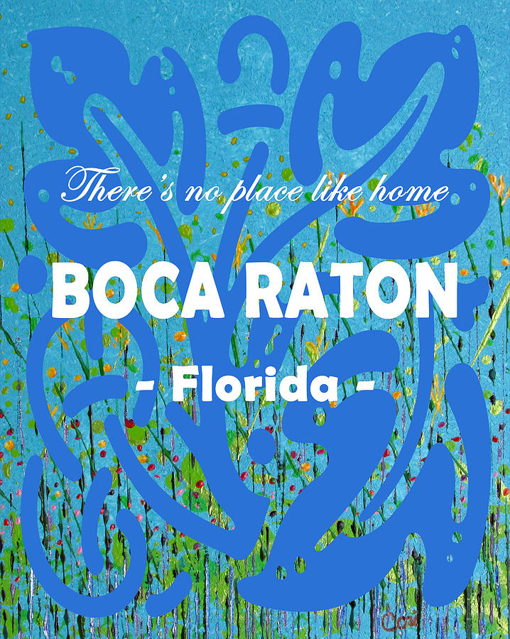 Home Boca Raton Wildflower Abstract 308 in Blue Painting by Corinne Carroll