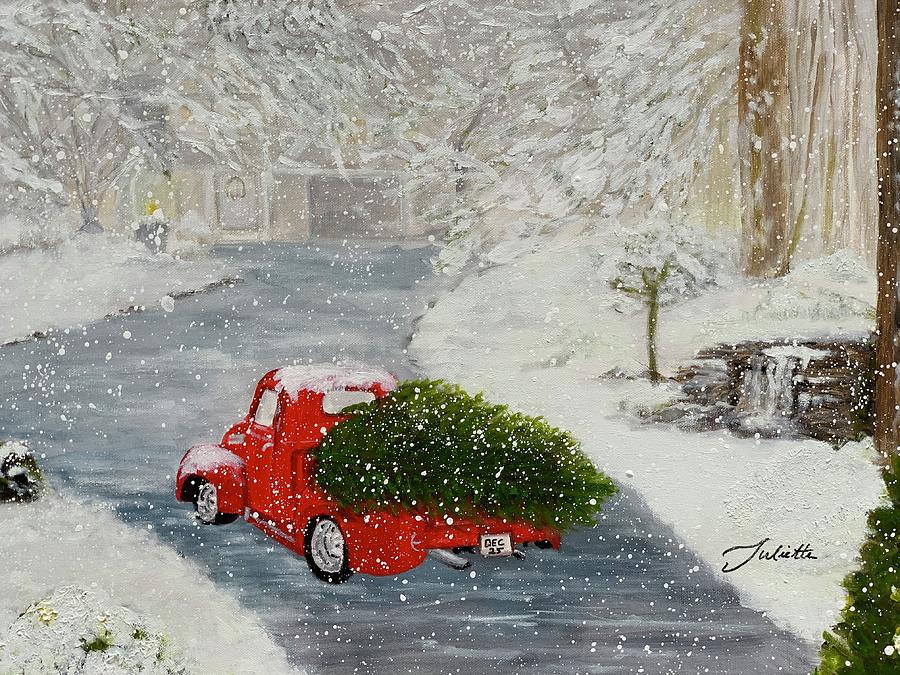 Home For Christmas Painting by Juliette Becker