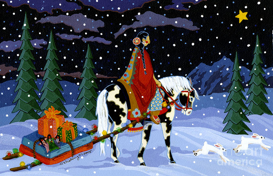 Paint Horse Painting - Home for the Holidays by Chholing Taha