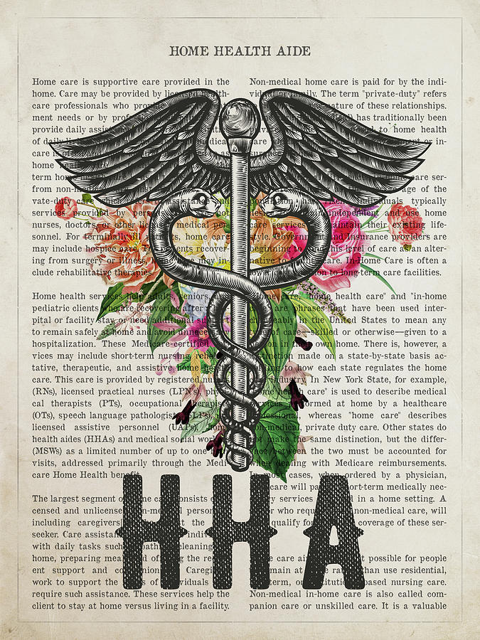 Home Health Aide With Flowers Print Hha Digital Art