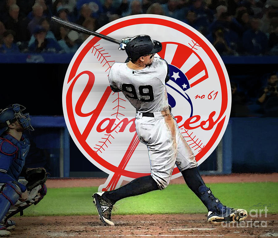 Steve Mcqueen Mixed Media - Home hits run number 61, Aaron Judge, the Judge, New York Yankees, Yankees by Thomas Pollart