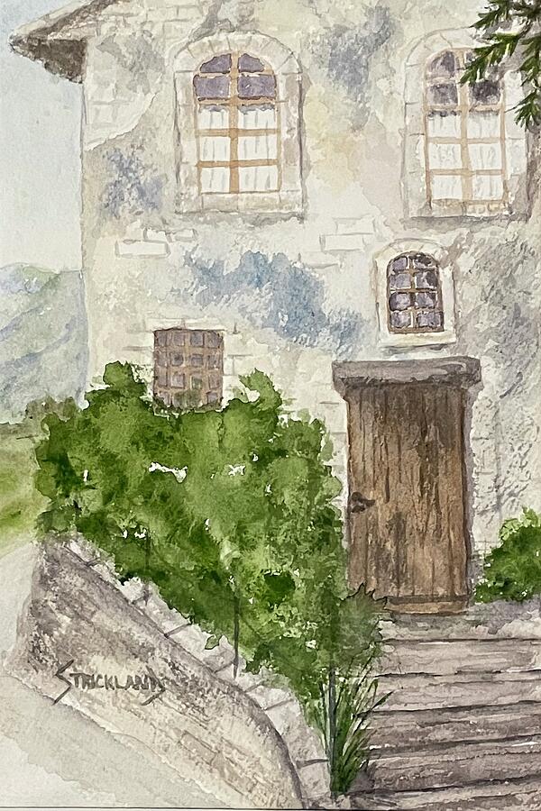 French Home in Medieval Village - Bonnieux France Painting by Judy Strickland French Home in Medieval Village - Bonnieux France Painting by Judy Strickland