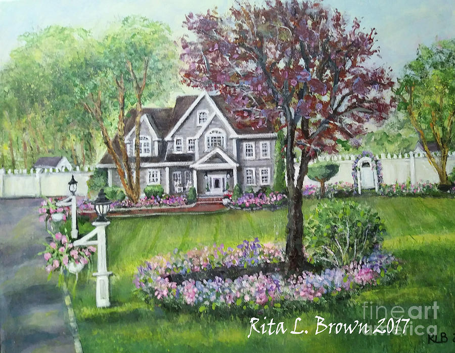 Home in Springtime Painting by Rita Brown