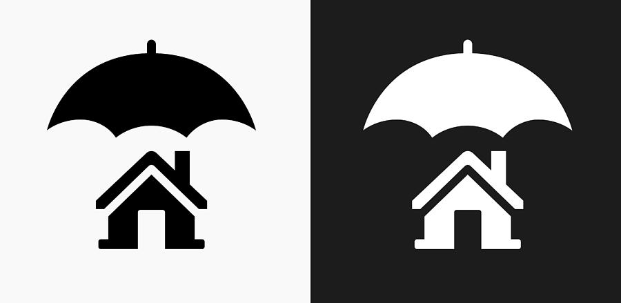 Home Insurance Icon on Black and White Vector Backgrounds Drawing by Bubaone