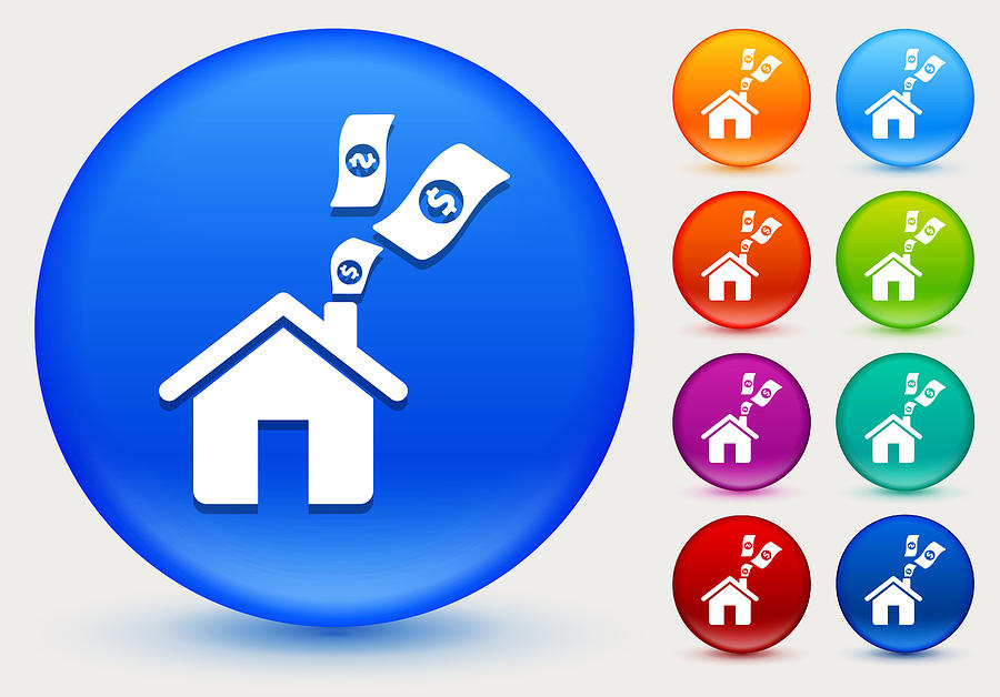 Home Money Icon on Shiny Color Circle Buttons Drawing by Bubaone