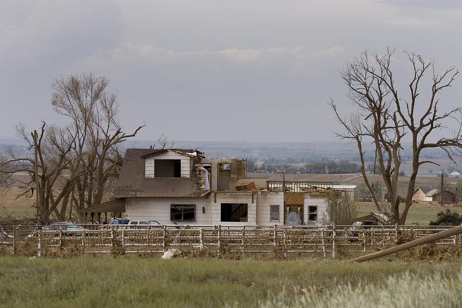 Home ripped in half by tornado outside Windsor, Colorado Photograph by Milehightraveler