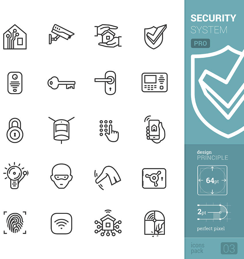 Home security system vector icons - PRO pack Drawing by Lushik