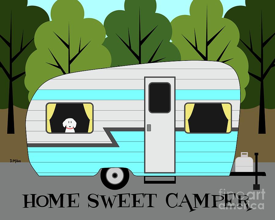 Home Sweet Camper with Dog Digital Art by Donna Mibus