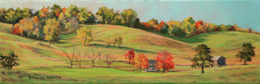 Home Sweet Home - Farmhouse and Barn in Rockbridge County Painting by Bonnie Mason