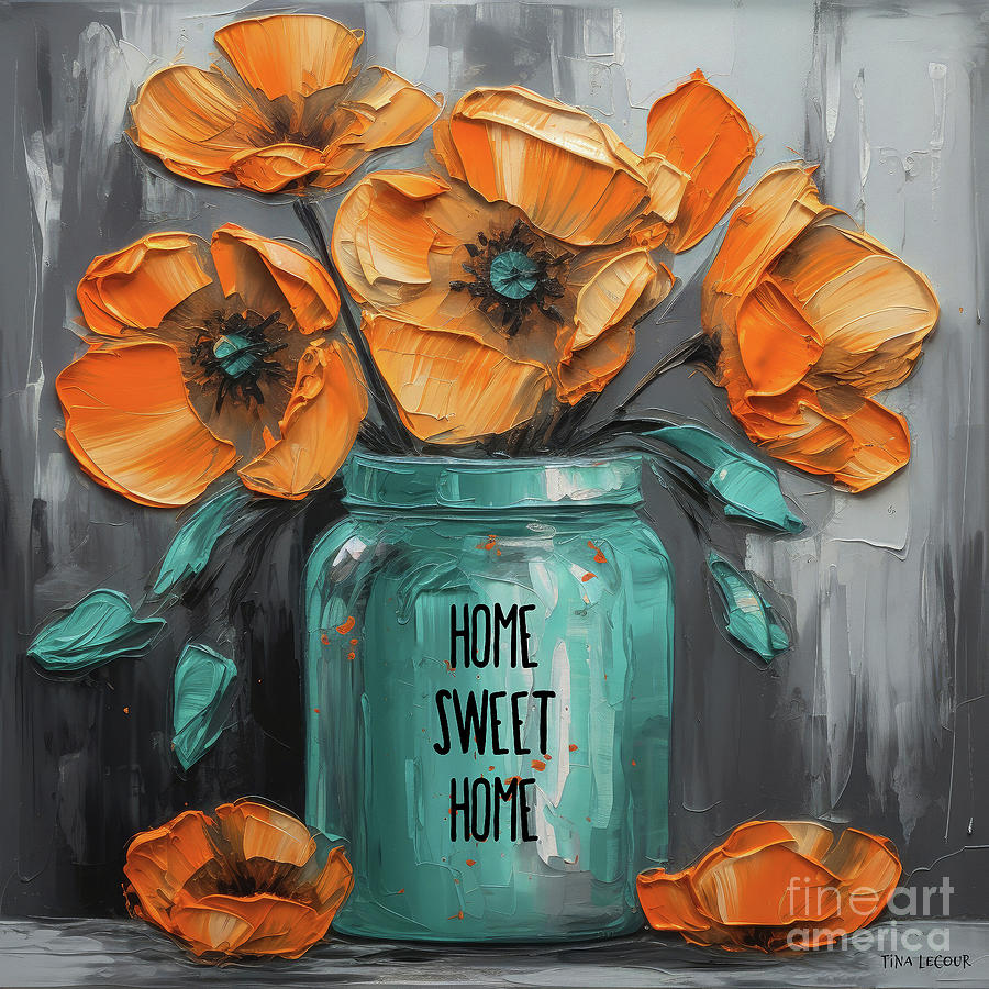 Home Sweet Home Poppies Painting by Tina LeCour