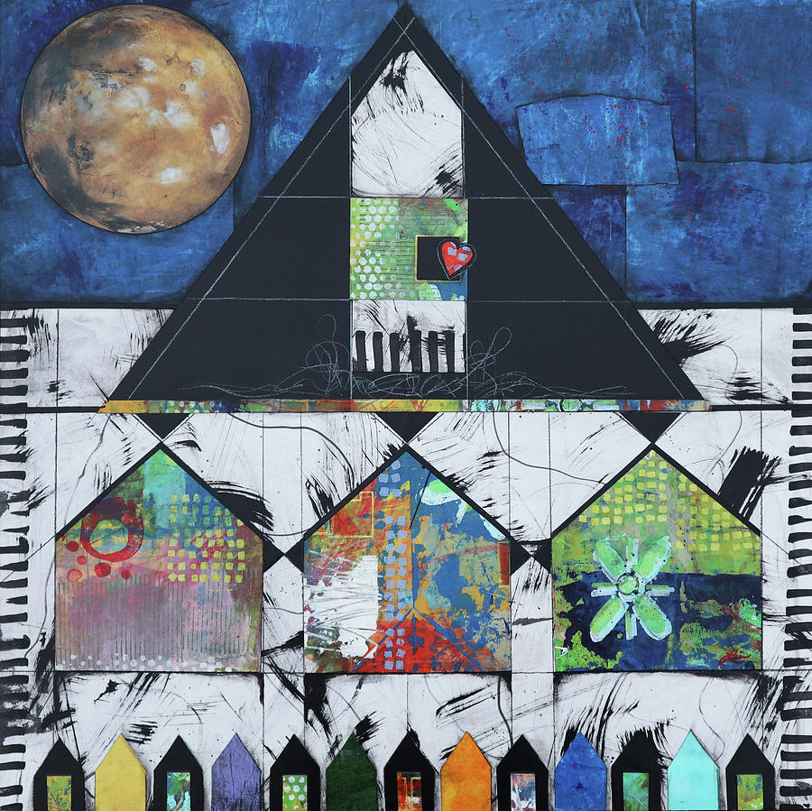 Moon Mixed Media - Home under the Big Moon by Laura Lein-Svencner