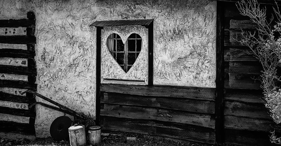 Home With A Heart Black and White Photograph by Judy Vincent