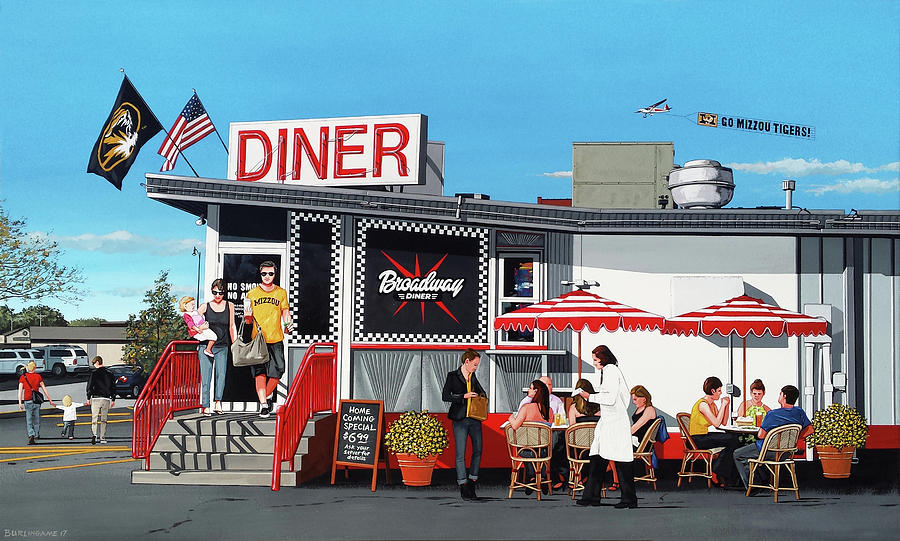 Diner Painting - Homecoming by Rodney Burlingame