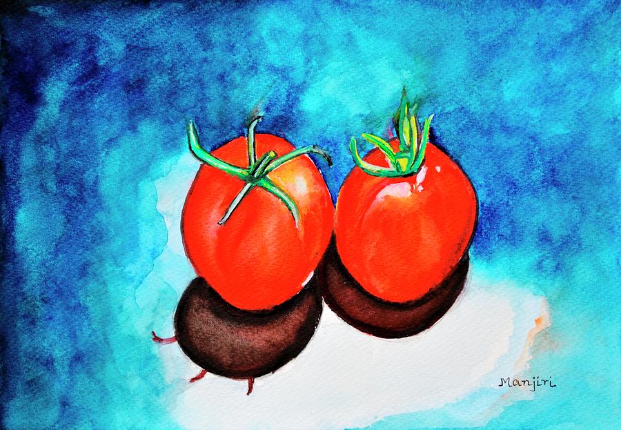 Homegrown Tomatoes still life Painting by Manjiri Kanvinde