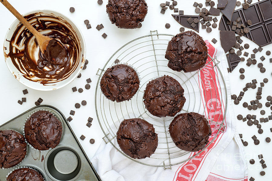 Homemade Double Chocolate Muffins Photograph by Tim Gainey