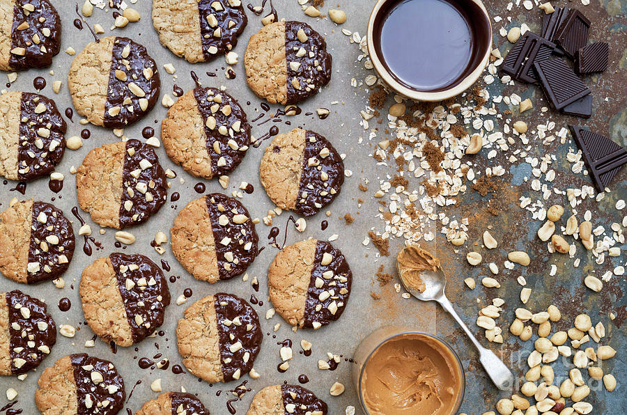 Homemade Peanut Butter and Dark Chocolate Cookies Photograph by Tim Gainey