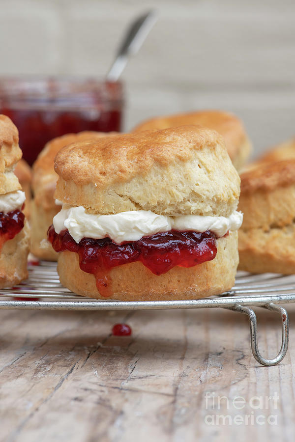 Homemade Scones with Jam and Cream Photograph by Tim Gainey