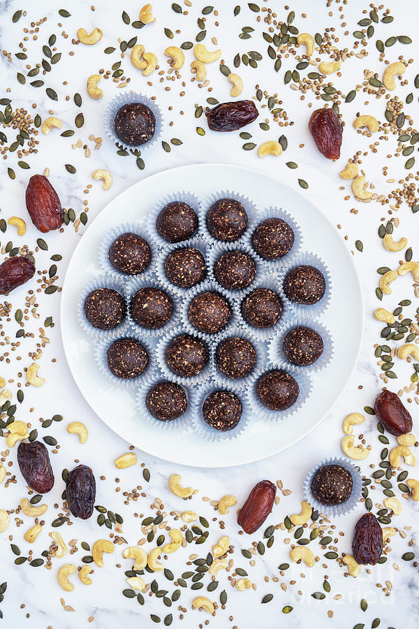 Pattern Photograph - Homemade Vegan Seed and Date Energy Balls Pattern by Tim Gainey