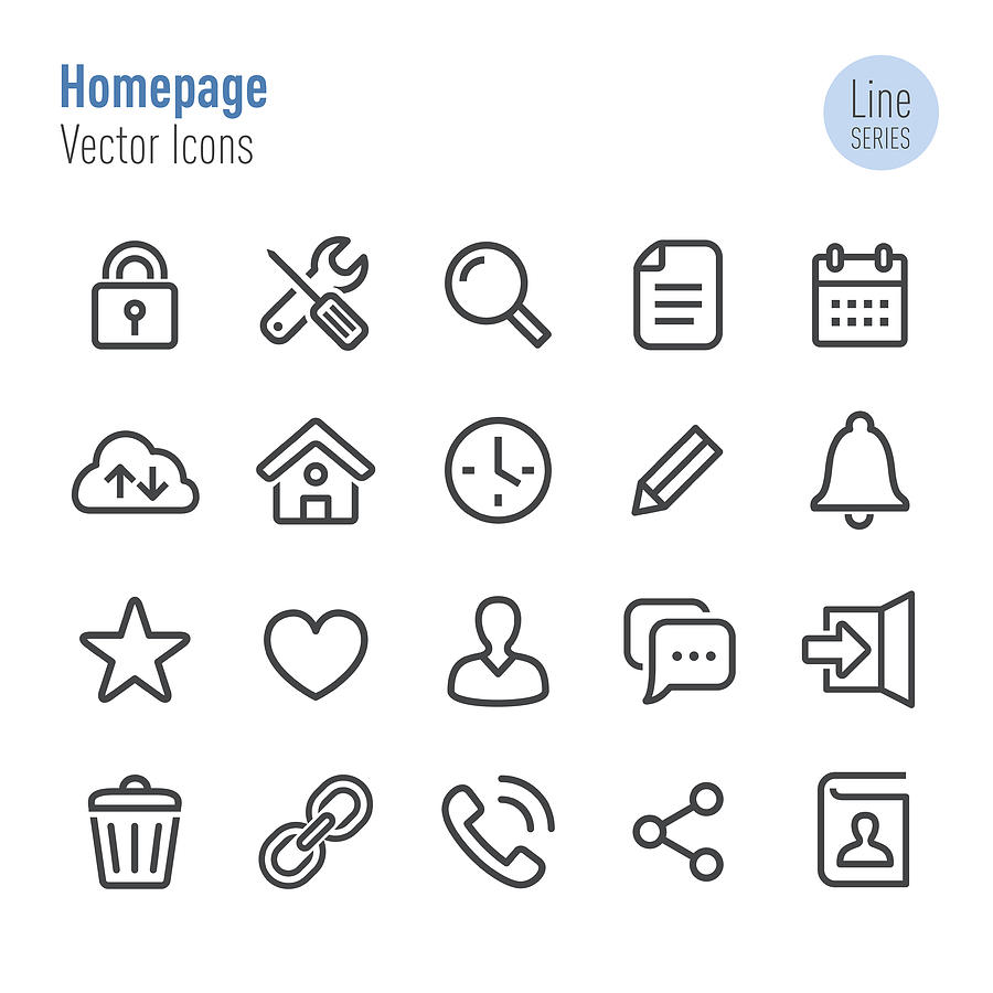 Homepage Icons - Vector Line Series Drawing by -victor-
