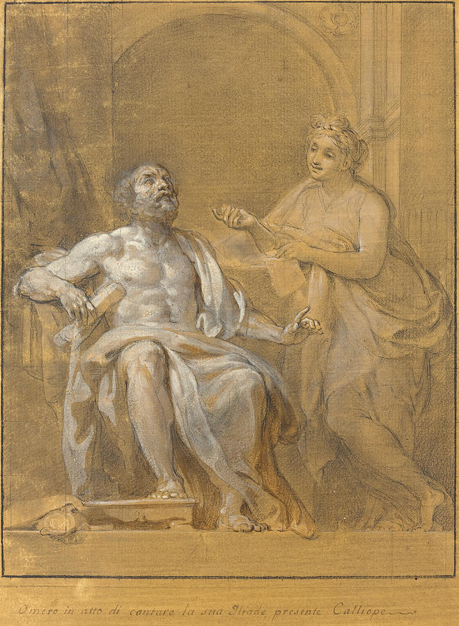 Homer and Calliope Drawing by Tommaso Conca Homer and Calliope Drawing by Tommaso Conca