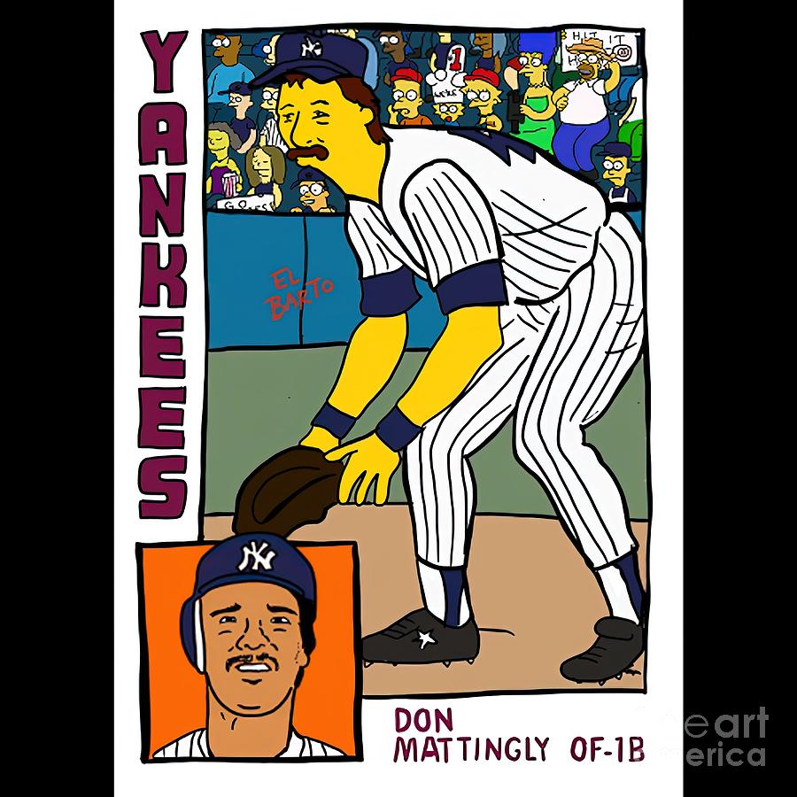 Homer at the Bat DON MATTINGLY Simpsons Parody Painting by Butler ...